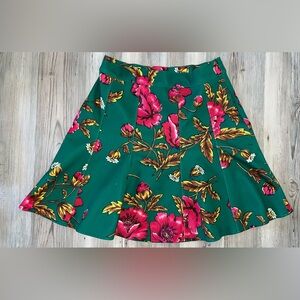 Maeve By Anthropologie Skirt Womens 2 Green Floral Short Flare